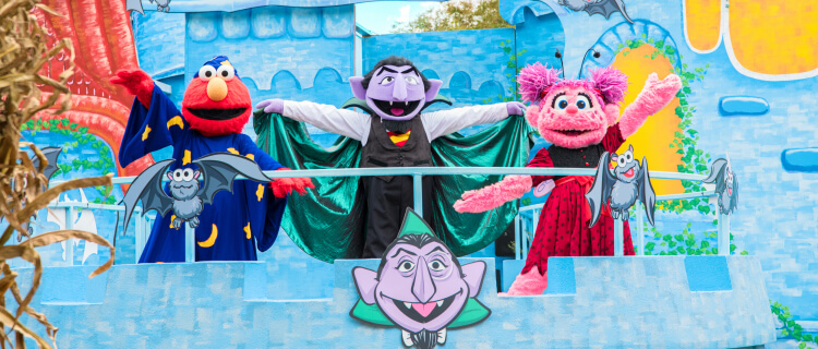 Elmo, Count Von Count, and Abby Cadabby at Sesame Street Forest of Fun