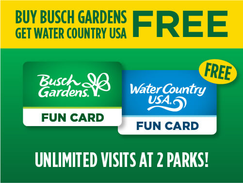 Busch Gardens Williamsburg & Water Country USA 2-Park Fun Card