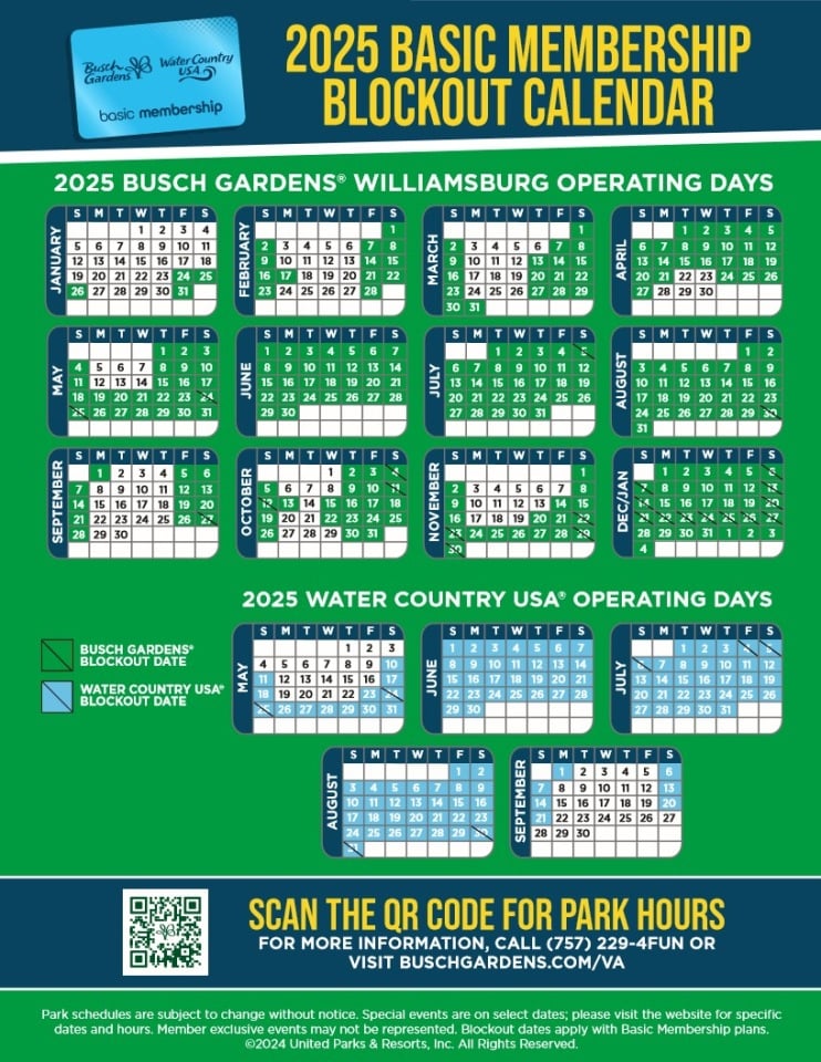 Busch Gardens Williamsburg Blockout Schedule