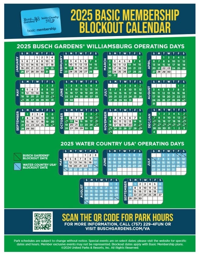 Busch Gardens Williamsburg Blockout Schedule